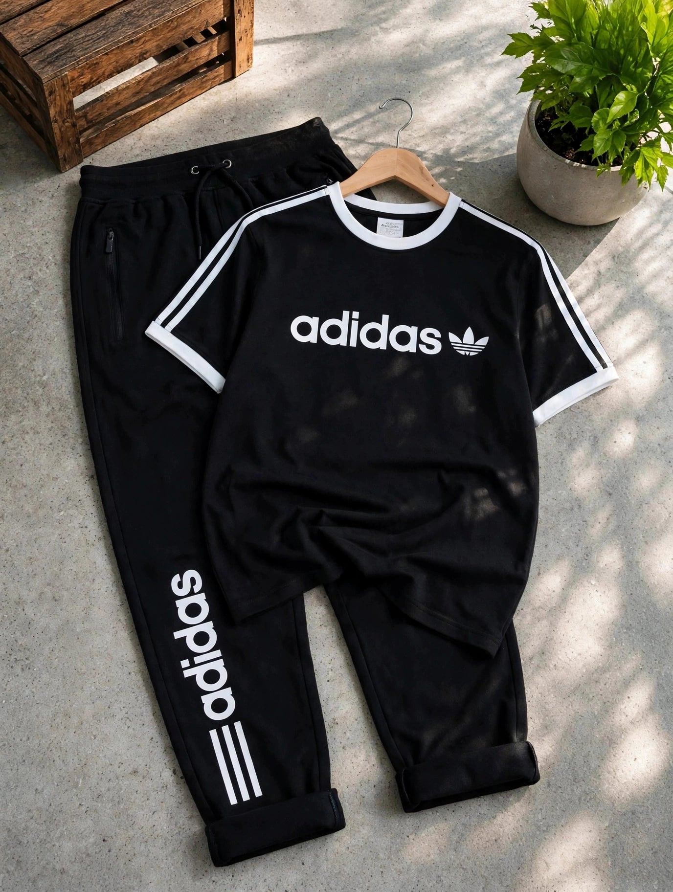 Summer T-Shirt + Track (Black & Black)