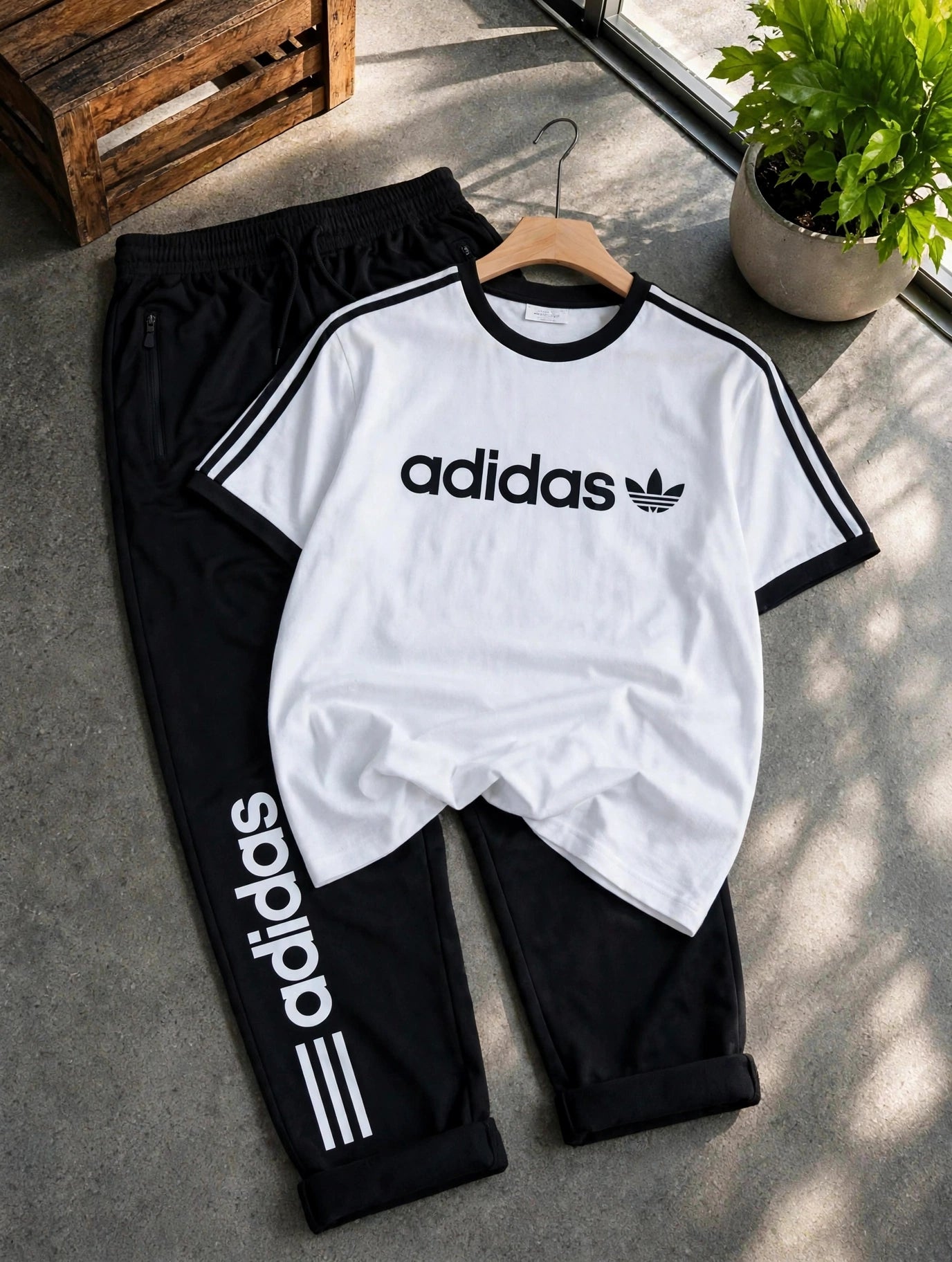 Summer T-Shirt + Track (White & Black)