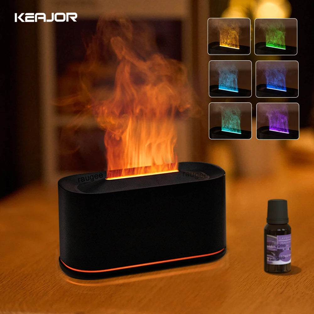 Humidifier Flame Essential Oils Diffuser Air Humidifier for Home Bedroom Mini Air Fragrance Diffuser with LED Night Light
